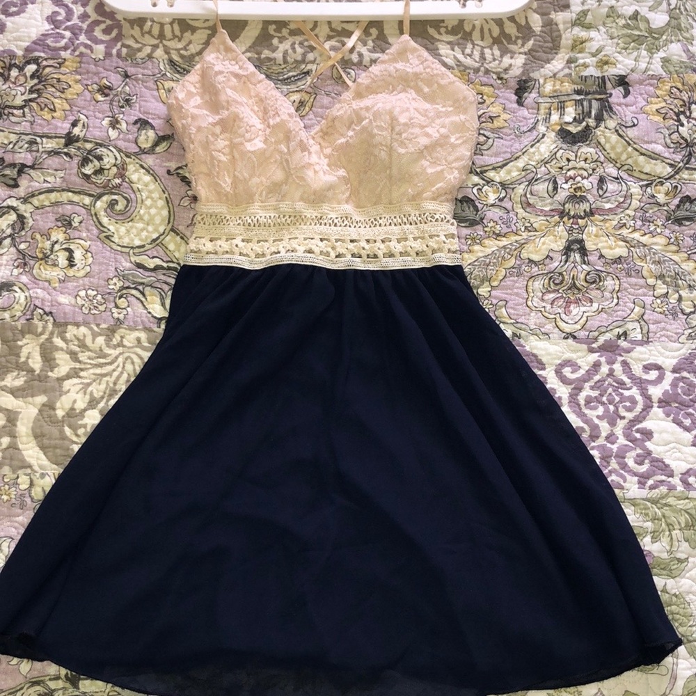 A'GACI Summer Dress w/ Lace Top & Flowy Bottom